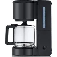 WMF Filterkaffeemaschine Stelio Deep Black, 1,25l Kaffeekanne, Papierfilter 1x4, 10 Tassen, Warmhaltefunktion, Abschaltautomatik, Cromargan, 1000 Watt
