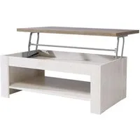 freiraum Couchtisch DURO, aufklappbar 76,3cm, Pinie weiss / Eiche - 110x45,2/67,3x65cm (B/H/T)