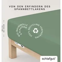 Schlafgut Spannbettlaken PURE Bio-Baumwolle mit Elasthan, 170 g/m², Bettlaken, Spannbetttuch, Jersey, Gummizug: rundum, (1 Stück), PREMIUM Laken für Matratzen bis 30cm Höhe, dehnbar blickdicht, straff