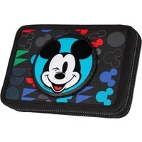 CoolPack Federmäppchen Etui XL, Disney, Mickey Mouse, mit 2 Reißverschlüssen, befüllt