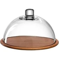 LEONARDO Servierplatte CUCINA, Glas, Massivholz, (Set), Holzkäseplatte/Glasglocke, handgefertigtes Unikat