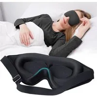 Mutig Schlafmaske 3D Schlafmaske für Seitenschläfer, Augenmaske für Frauen & Herren, Lichtblockierende & Atmungsaktive Augenmaske mit Memory Foam, Verstellbares Gummiband & Ohrstöpseln, für Männer und Frauen, Reisen & Yoga