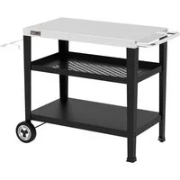 Royal Gourmet Grillablagetisch Servierwagen 3-Etagen mit Müllsackhalter Küchenwagen, Edelstahl Beistelltisch Outdoor, 117B x 59T x 81H cm