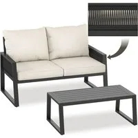 tectake Gartenlounge-Set Lounge-Set Captive - stilvolles Rope-Design mit dicken Polstern, (Set., 2-tlg., 2 tlg), Extra dicke und große Sitzpolster und Rückenkissen