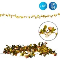 näve LED-Lichterkette Röschen, weiße und rosa Rosenblüten, warmweiße LED, Länge 420cm, Zuleitung 5m