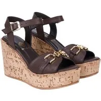 Desa DESA Damen-Keilsandalen aus Leder mit goldenen Details Sandale