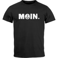 Neverless Print-Shirt Herren T-Shirt Schriftzug Moin Dialekt Norden Hamburg Anker Print mit Print