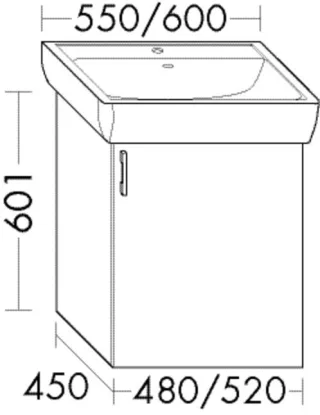 Burgbad WTU.-Schr. Sys30 PG2 Echo 601x520x450 Weiß Hochglanz, WYSX052L461 WYSX052L461