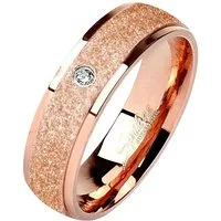 viva-adorno Fingerring Damen Edelstahl Ring Roségold Diamantierte Oberfläche Zirkonia, Verlobungsring Damenring sandgestahlt glitzernd