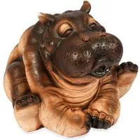 esotec Wasserspeier Figur sitzendes Flusspferd Hippo mit Schlauch 1,5m, 25x22x26cm 100740 (Komplettset)