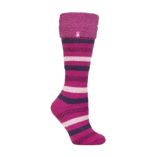 Damen Thermal-Socken mit mehrfarbigem gestreiften Muster für lange Gummistiefel