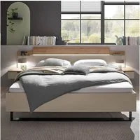 Lomadox Bettgestell DAUSA-77, 180x200cm, Kopfteil, 2 Nachtkommoden, LED
