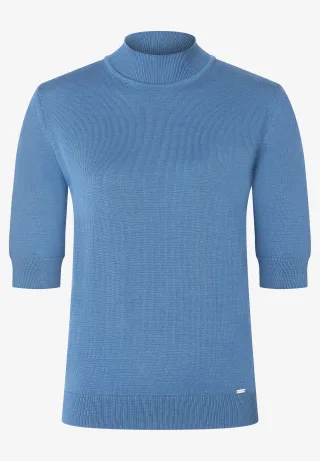 MORE & MORE - Turtleneck-Pullover mit kurzen Ärmeln blau - Gr. - 44