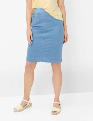 Raphaela by Brax Damen Jeans Style PAMINA SKIRT LIGHT BLEACHED, denim hellblau, Gr. 44K