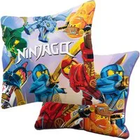 BERONAGE Dekokissen LEGO Ninjago Dragons Rising Kissen Final Battle 40x40 cm, passend zur Bettwäsche, ideal für Sofa, Couch, Bett, Auto, Camping