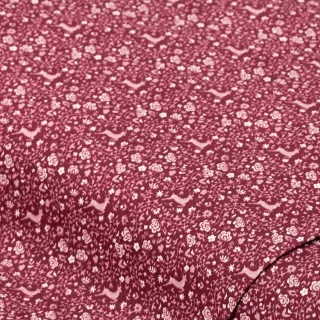 Baumwoll-Trachtenstoff "Hirsch & Blumen", rot