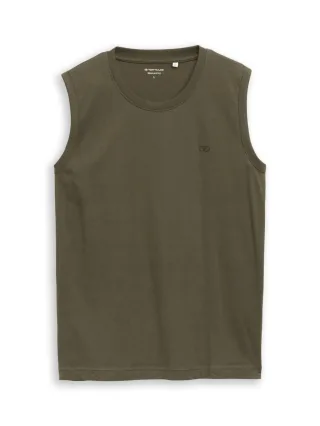 Tom Tailor - Tanktop mit Logo-Stickerei grün - Gr. - XL