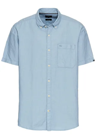 camel active - Kurzarmhemd aus einem Baumwoll-Leinenmix smoke blue - Gr. - L