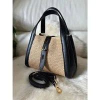 Goodman Design Handtasche Italienische Raffiatasche mit Echtleder Damen Umhängetasche, Handarbeit – jede Tasche ist ein Unikat