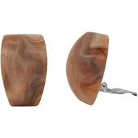 unbespielt Paar Ohrclips Modeschmuck Ohrringe Trapez horn-marmoriert-matt 27 x 17 mm Kunststoff, Modeschmuck für Damen