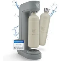 Luckymoose Wassersprudler Infinity mit 2x 1,25L spülmaschinenfesten Edelstahlflaschen, (2x Sand-tlg), Spart bis zu 25% CO2, Flaschen spülmaschinenfest & ohne Ablaufdatum