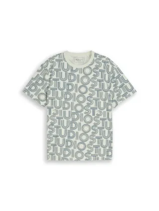 Denim Tom Tailor - Relaxed Fit T-Shirt mit Muster studio outline design - Gr. - S