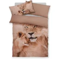 OTTO home Bettwäsche Lyki, Microfaser, 2 teilig, ab Größe 135x200 cm, 100% Polyester, Katze, Pferd, Löwe, Pinguin