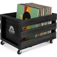 Stagecaptain Holzkiste SPK-100 "Emil" Schallplattenkiste, für bis zu 100 LPs - aus Vollholz im Retro-Design