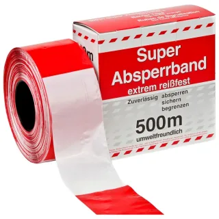 Kelmaplast Absperrband , ohne Aufdruck, rot/weiß, 500 m