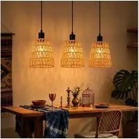Nettlife Pendelleuchte Boho Papier Hängelampe Retro höhenverstellbar 1/3 flammige E27, Höhenverstellbar, ohne Leuchtmittel, ob Schlafzimmer Flur Esszimmer Dachboden Küche