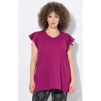 Ulla Popken T-Shirt T-Shirt Volants A-Linie V-Ausschnitt