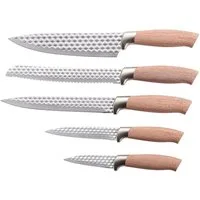 KING Messer-Set NATURELLE (Set, 5-tlg., 5 Küchenmesser), Messerklingen mit Wabenstruktur, Holz-Optik Griffe