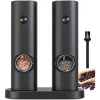 TUWENA Salz-/Pfeffermühle mit Basis, 5 Grobstufen Verstellbar, Automatisches Mahlen