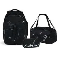 Satch Schulranzen Schulrucksack-Set MATCH Ninja Matrix 3-teilig, Kollektion 2024 (3-teilig), Laptop-Fach, Your-Size-System, Schulranzen