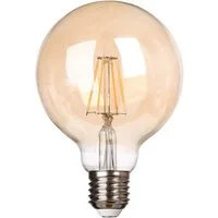 TRANGO LED-Leuchtmittel, E27003 LED E27 2500 Kelvin warmweiß Gold farbig - 4 Watt - 400 Lumen, Filament G95 Lampe, Amber Vintage Glühbirne, LED Edison Retro Leuchtmittel G95 Abstrahlwinkel 360°, 1 St.