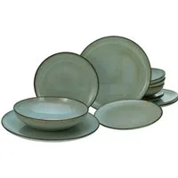 CreaTable Tafelservice Stone Town Grey (12-tlg), 4 Personen, Steinzeug