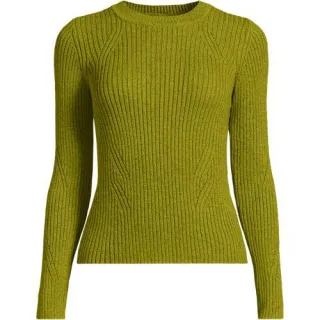 Rippstrick-Pullover aus Baumwollmix für Damen, Damen, size: regular, Blau, Polyacryl/Viskose/Baumwoll-Mischung, by Lands' End