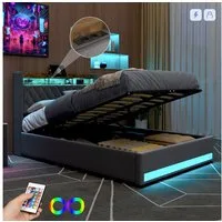 STILVORA Polsterbett 140×200 mit matratze und bettkasten,Stauraumbett Boxspringbett mit USB (Funktionbett mit Hydraulikstange,Tragfähigkeit: 200kg, Strapazierfähig und schmutzabweisend,verschiedenen Farben,Metallrahmen), Bettgestell mit Lattenrost,Be
