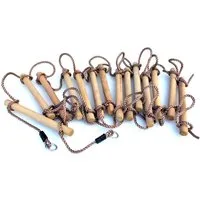 Loggyland Kletterseil Strickleiter 14 Holzsprossen 4,90 m lang Spielturm Schaukel, mit Metallringen zum Aufhängen und 14 Sprossen!