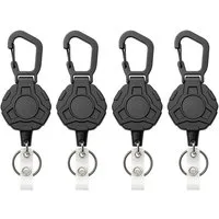 Youyijia Schlüsselanhänger 4er Set Ausziehbarer Schlüsselanhänger 82 cm Stahlseil Badge