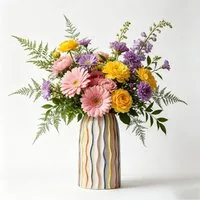 BlingBin Dekovase Keramik Vase, Regenbogenvase im Boho-Stil, 21,3 cm hoch (1er Set, 1 St., 1tlg), Vasen Deko für Trockenblumen und Tischdeko, mehrfarbig