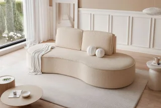 Sofa Designersofa ARLET 3-Sitzer in Stoff Abriamo Hellbeige