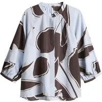 OPUS Blusenshirt blau,Casual,Modal,Allover-Print,Rundhals,3/4 Arm,Weit