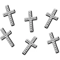 partydeco Streudeko, Streudeko Kreuz Kunststoff 2,7cm silber 25er Set