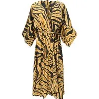 Guru-Shop Kimono Kimonokleid, seidig glänzender Boho Kimono mit.., alternative Bekleidung