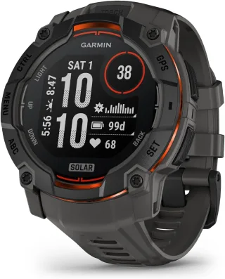 Garmin Instinct 3 Solar [inkl. Silikonarmband grau] 50mm Aluminiumgehäuse schwarz