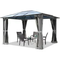 TOOLPORT Pavillon Gartenpavillon Moonlight Deluxe grau, mit 4 Seitenteilen, mit 4 Moskitonetzen