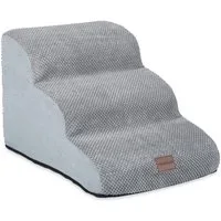 relaxdays Haustiertreppe Hundetreppe mit 3 Stufen (1-St), grau