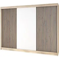 A&J MöbelLand GmbH Schiebetürenschrank IOSA 200 cm mit 4 Schubladen, und 3D Lamellen (TOP ANGEBOT! Geräumiger Schrank mit einer Breite von 200 cm ideal zur Aufbewahrung von Kleidung und Accessoires. 4 Schubladen und viel Stauraum. TOP PRODUKT! Wählen