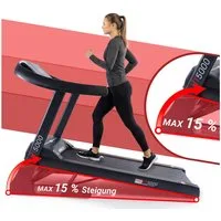 Miweba Sports Laufband klappbar HT5000 - 18 km/h Laufband mit Steigung - 15 % Steigung (Fitnessgerät, Heimtrainer, Treadmill, Trainingsgerät, Sportgerät, Speedrunner, 1-tlg., große Lauffläche, 12 Laufprogramme, Pulsmesser, 7 PS, Bluetooth, 2600 Watt)